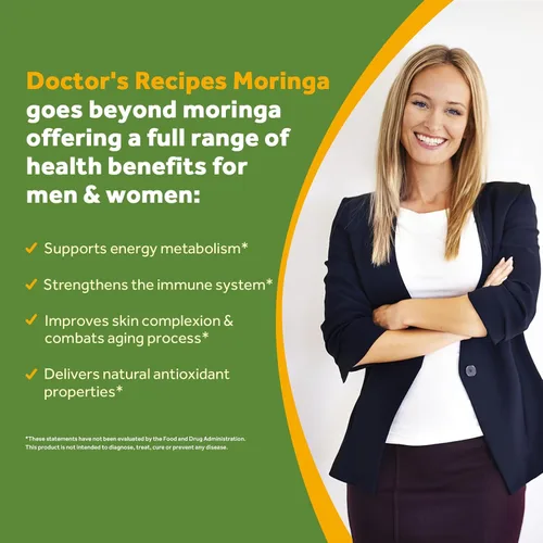 Miniatura 3 de Doctor's Recipes Moringa 11,000 mg de potencia, superalimento verde completo, apoyo natural antioxidante, sin OMG, 90 cápsulas veganas, sin cafeína