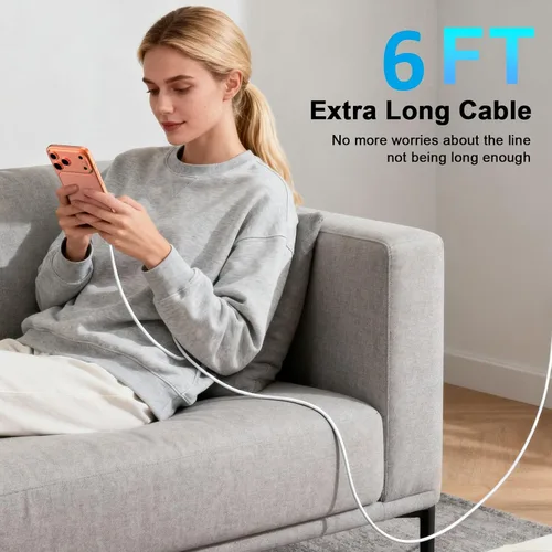 Miniatura 8 de [Certificado Apple MFi] Cargador de iPhone 17 de carga rápida, paquete de 2 cargadores de iPhone de 40 W USB C bloque con cable de carga tipo C de 6