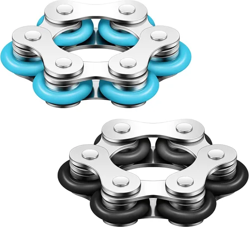 Sumind 2 unidades de cadena de bicicleta Fidget Roller Chain Fidget con seis Flippy Novedad Alivio del estrés para adultos Ansiedad Autismo, regalo
