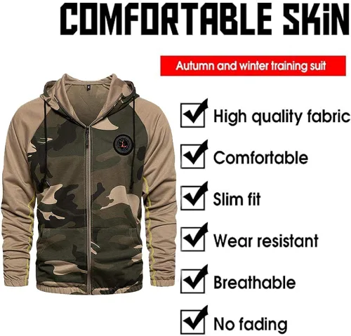 Miniatura 5 de Sudaderas para hombre 2 piezas con capucha casual cómodos camuflados para hombre