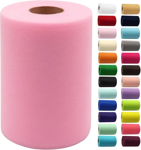 Miniatura 10 de Rollos de tela de tul de 6 pulgadas por 100 yardas (300 pies) Carrete de cinta de tul para manualidades, tutú, arco para la cabeza, decoración