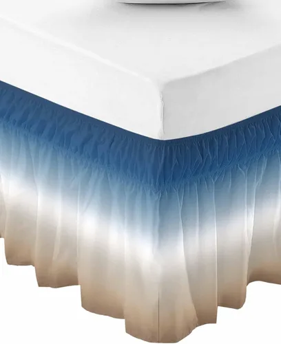 Miniatura 8 de Falda de cama de lunares tamaño Queen de 16 pulgadas de caída, falda de cama elástica ajustable con volantes para cama Queen, diseño de acuarela
