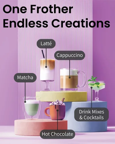 Miniatura 6 de Elementi Varita espumadora de leche rosa y mezclador de matcha, mini batidor eléctrico, varita mezcladora de café, agitadores de café, batidor Rosa