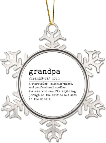 Feliz Navidad Copo de nieve de metal Adornos de Navidad Definición de abuelo Diccionario Palabra Significado Cita Adornos Decoraciones de invierno