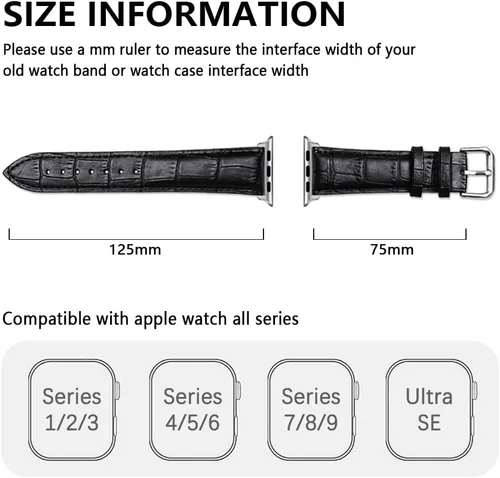 Miniatura 4 de Compatible con correas de Apple Watch de 1.929 in, 1.811 in, 1.772 in, 1.732 in, 1.654 in, 1.614 in, 1.575 in, 1.496 in, correa de repuesto de piel