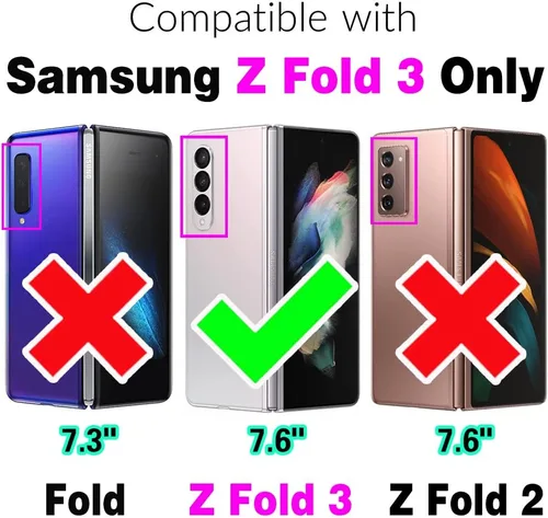 Miniatura 2 de Asuwish Funda de teléfono para Samsung Galaxy Z Fold 3 5G 2021 cartera y girasol de cuero delgado con tapa para tarjetero, accesorios para celda