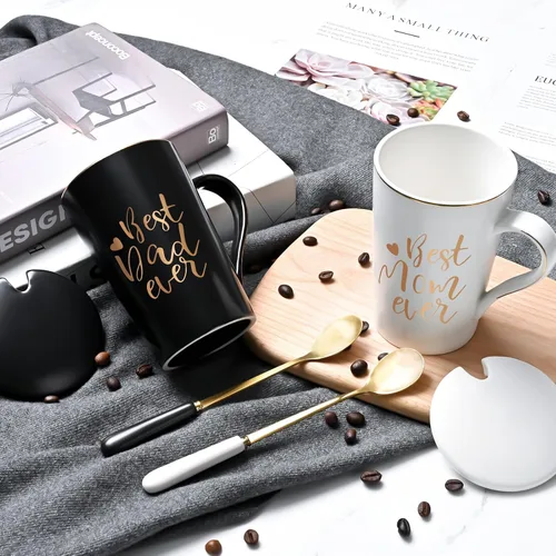Miniatura 2 de YHRJWN Los mejores regalos para mamá y papá, Tazas para mamá y papá, Mejor taza de café para padres, Regalos de Navidad para padres de hija e hijo