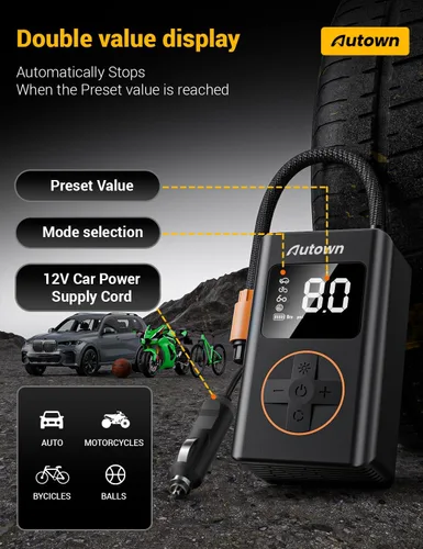 Miniatura 3 de Kit de reparación de neumáticos planos Autown con compresor de aire, 54 piezas para reparación de neumáticos planos de coche, motocicleta, ATV