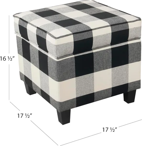 Miniatura 3 de HomePop Otomana Clásica Cuadrada de Almacenamiento con Tapa Desmontable Otomana con Almacenamiento para Sala de Estar y Dormitorio, Patrón de Negro