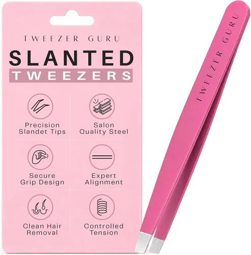 Miniatura 8 de Tweezer Guru Pinzas para el vello facial de mujeres y hombres, pinzas de precisión para cejas inclinadas para cabello encarnado, eliminación
