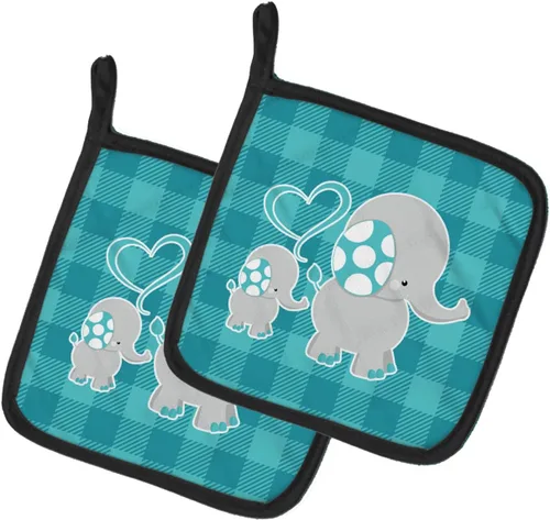 Caroline's Treasures BB6834PTHD - Juego de soportes para ollas de cocina con diseño de elefante para mamá y bebé, resistentes al calor, almohadillas