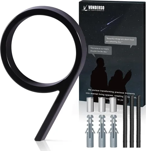 Miniatura 9 de VONDERSO Números flotantes de casa de 5 pulgadas para exteriores, números de dirección modernos de metal antioxidante (3), números de buzón Negro 3