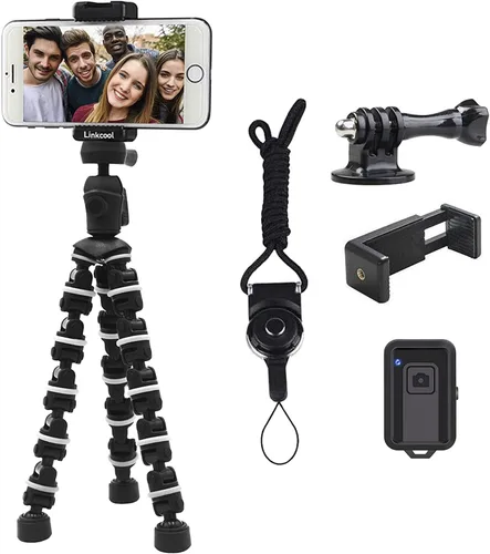 Miniatura 8 de Trípode para Teléfono, Trípode Pulpo Linkcool con Soporte de Montaje para Teléfono con Control Remoto Inalámbrico, Usar como Trípode para iPhone