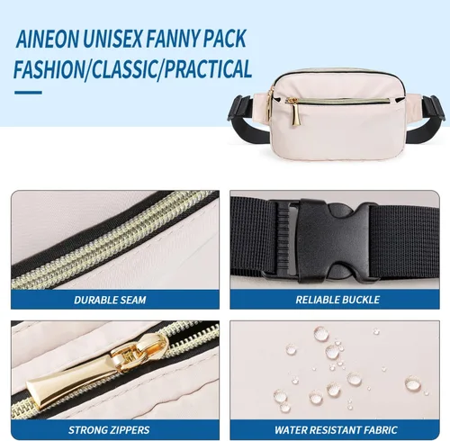 Miniatura 5 de Riñoneras para mujeres y hombres, a la moda, de talla grande, para niñas y niños, con 5 bolsillos, cinturón ajustable, linda bolsa de cadera