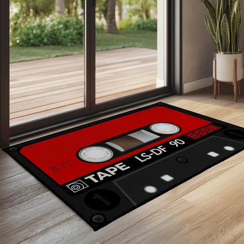 Miniatura 3 de keepcute - Alfombra de área con diseño de cinta de cassette de audio, antideslizante, ideal para dormitorio, oficina, sala de estar, decoración