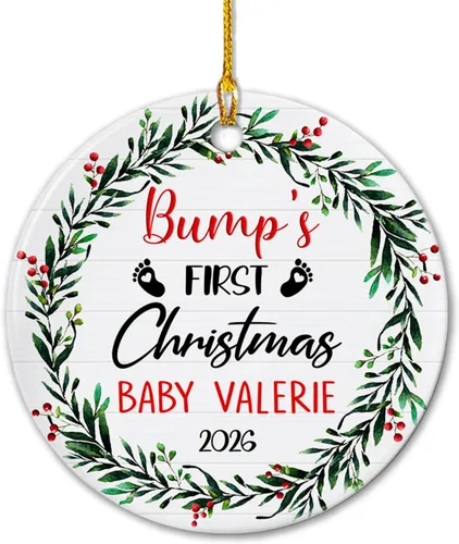 Miniatura 19 de Agregar foto Adorno de cerámica de la primera Navidad del bebé 2025, imagen personalizada del primer árbol de adorno de Navidad del bebé, adorno