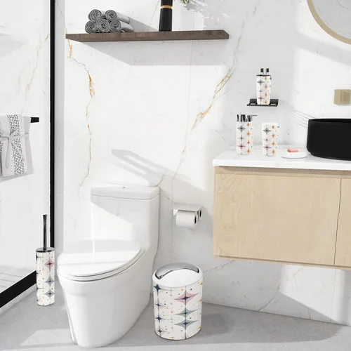 Miniatura 3 de Juego de accesorios de baño, 6 piezas vintage de mediados de siglo de los años 50, moderno y simétrico curvado, soporte para cepillos de dientes