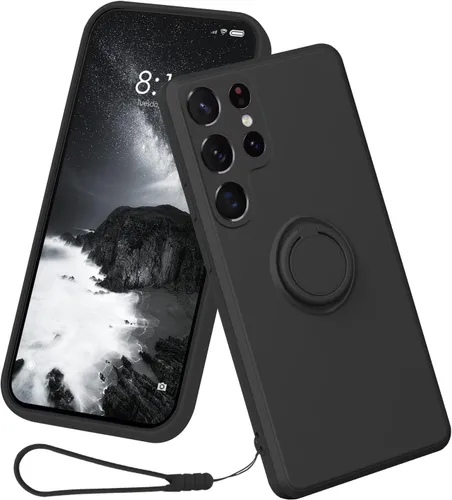 Miniatura 10 de Funda compatible con Samsung Galaxy S22 Ultra (5G 2022 lanzado), silicona con anillo giratorio de 360°, soporte magnético para automóvil, funda
