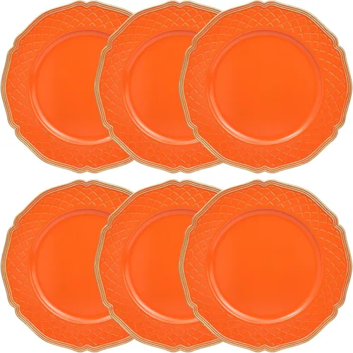 Miniatura 10 de Platos de carga azul marino con bordes abalorios, juego de 6 platos de plástico para bodas a granel para platos de cena, decoración de mesa