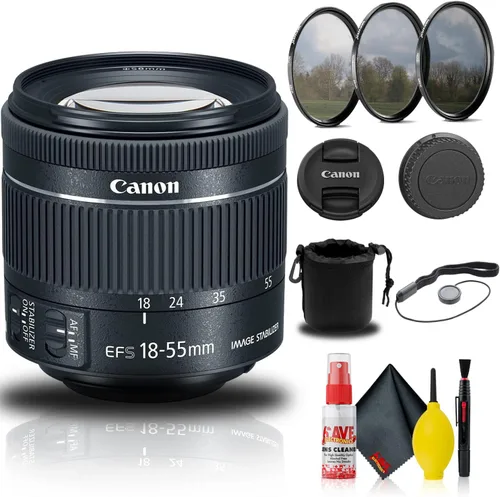 Canon EF-S 0.709-2.165 in f/4-5.6 es lente STM (1620C002) + kit de filtro + bolsa para lente + protector de tapa + kit de limpieza + más