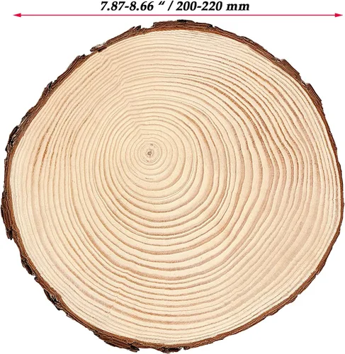 Miniatura 2 de JOIKIT 5 piezas de rebanadas de madera sin terminar de 8 a 9 pulgadas, rebanadas de madera rústica redonda natural para centros de mesa, círculos