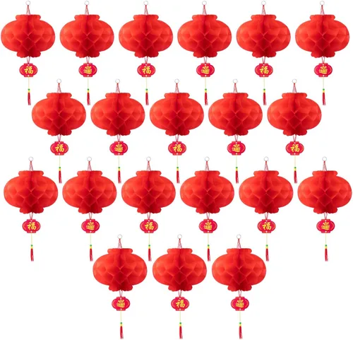 Faroles colgantes de papel rojo para festival de primavera chino, boda, celebración, festival de faroles, decoración festiva (12 pulgadas) (20