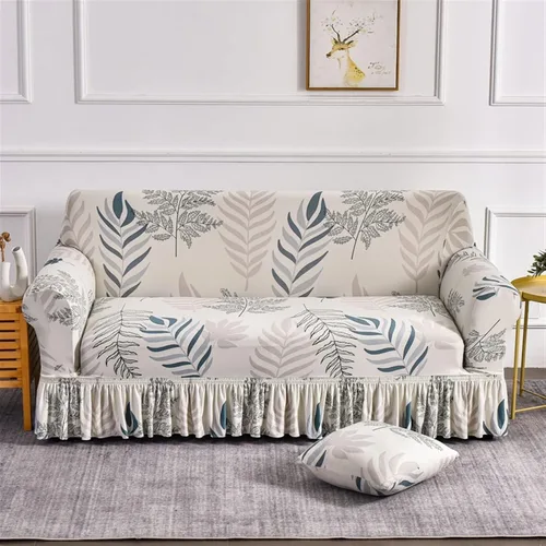 Miniatura 21 de MIPOPS Funda de sofá estampada elástica para sillón, fundas con patrón con falda lavable, protector de muebles de elastano para sala de estar