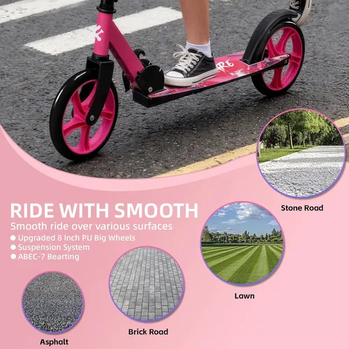 Miniatura 6 de FREEDARE Kick Scooter for Kids & Adults Ages 8+, Foldable Teen Scooter with 2 Big 8-inch Wheels and 4-Level Adjustable Handlebar, Max Load 220 LBS