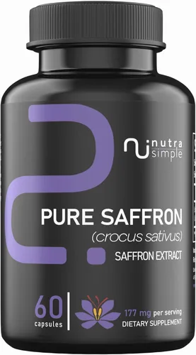 Suplementos de azafrán de 177 mg, extracto de azafrán puro, fabricado en Estados Unidos, apoyo natural del estado de ánimo y energía, apoyo ocular y