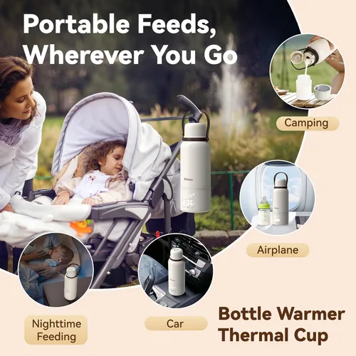 Miniatura 4 de Calentador de botellas portátil, 12000 mAh de larga duración, calentamiento rápido de 3 minutos para leche materna/fórmula/agua, control preciso
