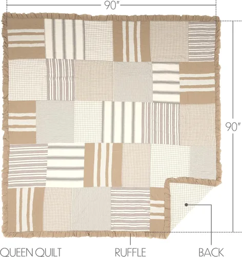 Miniatura 2 de VHC Brands Grace Quilt, Queen, 90 x 90 pulgadas, color crema