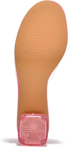 Miniatura 7 de Cape Robbin Anjelic - Sandalias transparentes de tacón bajo para mujer, con punta abierta redonda transparente