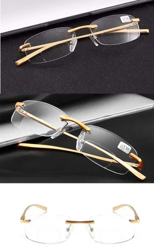 Miniatura 2 de Anteojos de lectura bifocales rectangulares sin montura para hombre y mujer, bisagra de resorte, sin marco, lentes de lectura