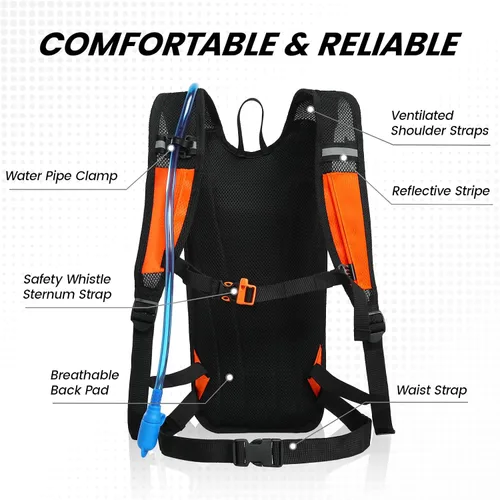 Miniatura 3 de Nepest Mochila de hidratación con bolsa de agua de 2 L para ciclismo, mochila de agua para senderismo, correr, mochila de hidratación ligera 2L
