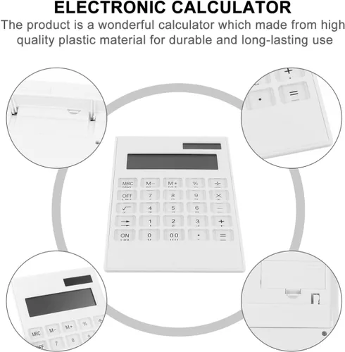 Miniatura 8 de STOBOK Solar Cute Use Daily Screen Supplies Calculación LCD Escritorio Delgado para Plana Ultradelgada Power Thin Home Ultra, papelería Calculadora