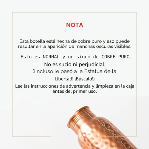 Miniatura 7 de Botella de Agua de Cobre - Botella de Agua de Cobre Puro de 32 Oz para Beber con Diseño de Acabado Martillado - A Prueba de Fugas, Apta para Viajes