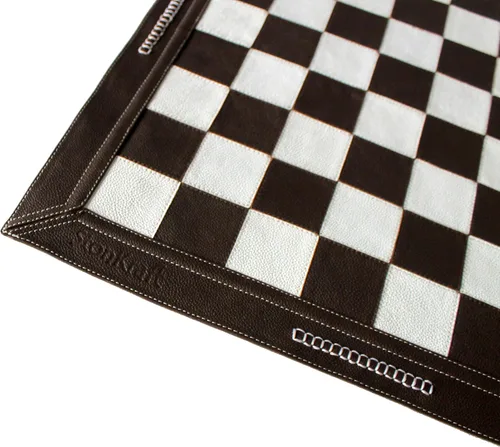 Miniatura 4 de StonKraft Tablero de ajedrez de cuero genuino de tamaño grande de 19 x 19 pulgadas - Ajedrez de torneo enrollable Ajedrez enrollable de torneo
