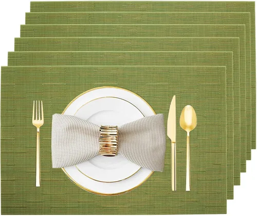 Miniatura 33 de Juego de 12 manteles individuales lavables y limpiables para mesa de comedor, cocina, interior y exterior, manteles individuales resistentes al