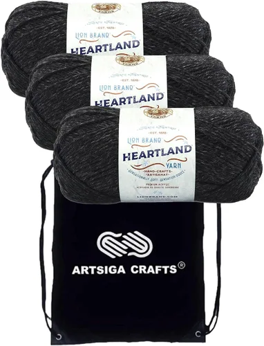 Miniatura 19 de Lion Brand Heartland Capitol Reef 136-140 (3 cadejos - mismo lote de tinte) Hilo estambre medio #4 acrílico para crochet y tejer con bolsa