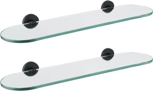 Miniatura 13 de JQK Estante de vidrio para baño dorado, almacenamiento de ducha de vidrio templado de 20 por 5 pulgadas, montaje de pared dorado cepillado de acero