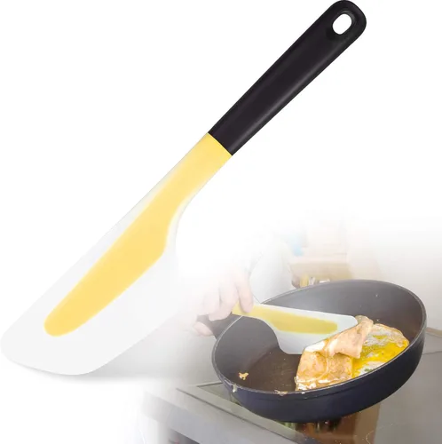 Miniatura 8 de Patelai Espátula de tortilla de cocina para tortilla, de silicona, antiadherente, raspador de pigmentos de silicona con agarre antideslizante