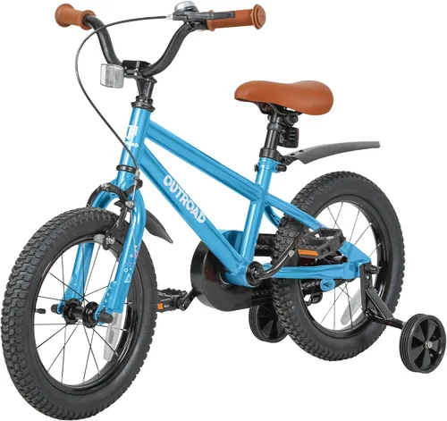 Miniatura 12 de Betterland Bicicleta plegable para niños, bicicleta para niños de 14/16/18 pulgadas con ruedas de entrenamiento y frenos de mano duales, bicicleta
