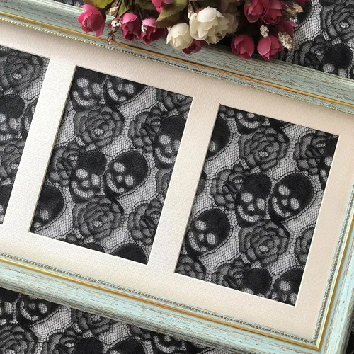 Miniatura 6 de Tela de encaje de calavera negra, encaje de tela no elástica de 59 x 72 pulgadas, tela de encaje floral para fiesta de Navidad, mantel de boda