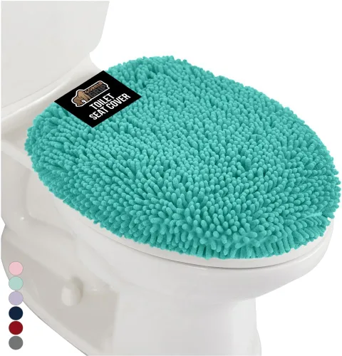 Miniatura 36 de GORILLA GRIP Funda gruesa de espuma viscoelástica para tapa y asiento de inodoro de baño, parte superior de terciopelo suave, lavable a máquina, Azul