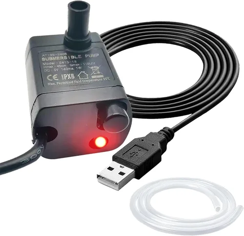 Mini bomba sumergible USB, tubo de 1 M, CC 5 V, 0.7 W, bomba de banco eléctrica sin escobillas, fuente para mascotas, pequeño sistema hidropónico