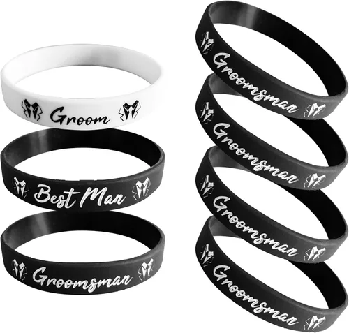 Miniatura 10 de Regalos de propuesta de padrinos de boda, regalos de despedida de soltero, decoraciones para hombres, paquete de 7 pulseras de silicona.
