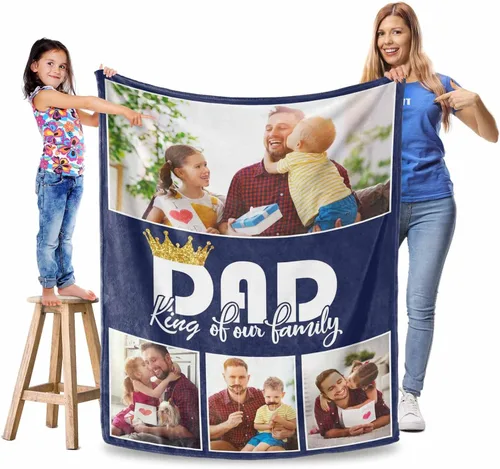Miniatura 7 de Manta personalizada para el Día del Padre, regalos para papá, mantas personalizadas con fotos, mantas personalizadas de collage de fotos, manta suave