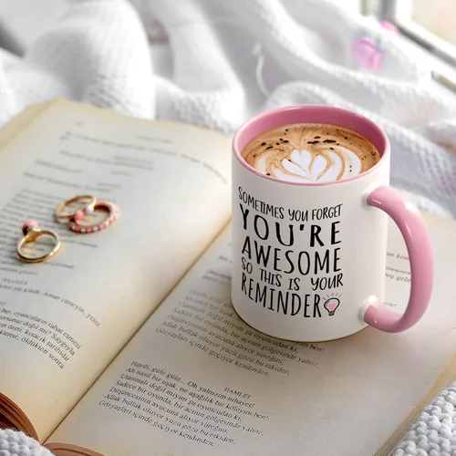 Miniatura 2 de YHRJWN - Taza de café Sometimes You Forget You're Awesome - Regalos inspiradores de amistad de cumpleaños para mujeres, compañeras de trabajo