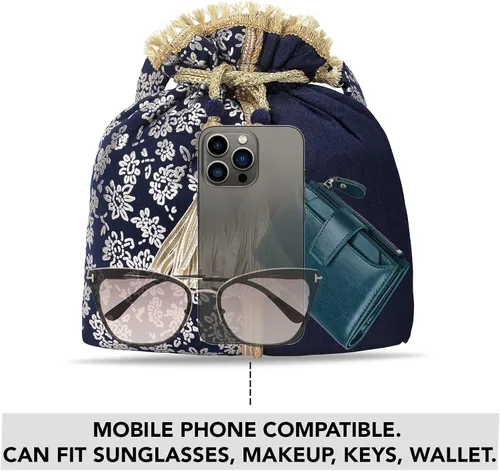 Miniatura 2 de Aheli Bolso de mano de seda bordada de diseño étnico para mujer (P24)