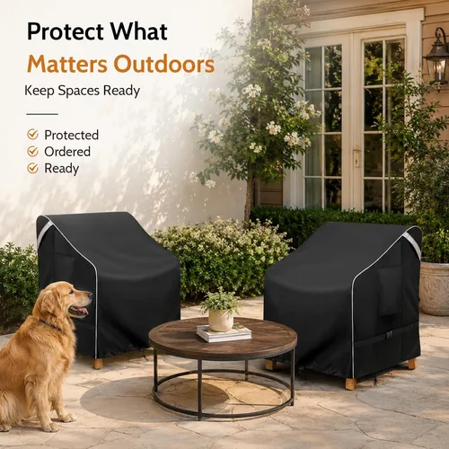 Miniatura 8 de COSFLY Fundas para sillas de patio al aire libre, impermeables, resistentes a los rayos UV, ajuste ajustable con correas de hebilla, se adapta a